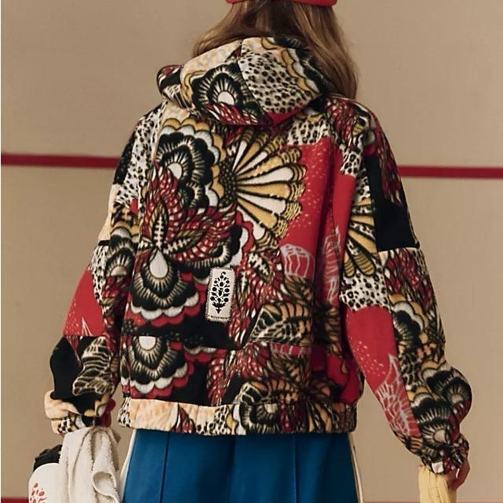 FREE PEOPLE Wild & Free Printed Fleece Pullover in Wildflower Retro Combo XS